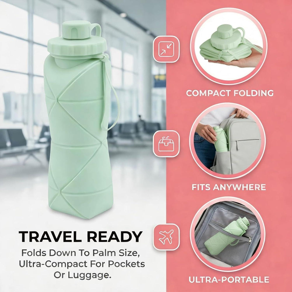 Collapsible Silicone Travel Water Bottle (600ml)