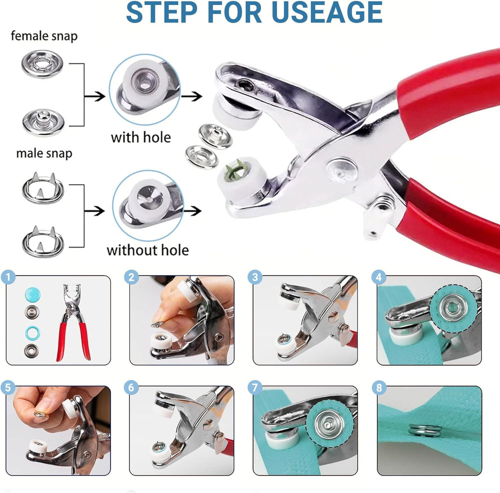 1Pc Plier Tool and 50 Set Metal Snap Button Plier Kit