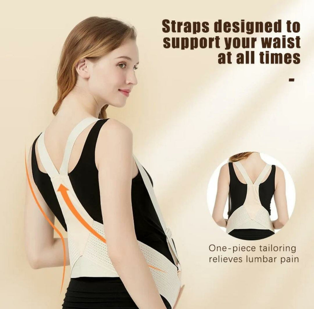 Pregnancy Support Belt with Shoulder Straps – Adjustable Maternity Belly Support Band (Free Size)