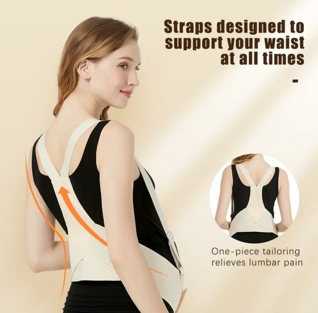 Pregnancy Support Belt with Shoulder Straps – Adjustable Maternity Belly Support Band (Free Size)