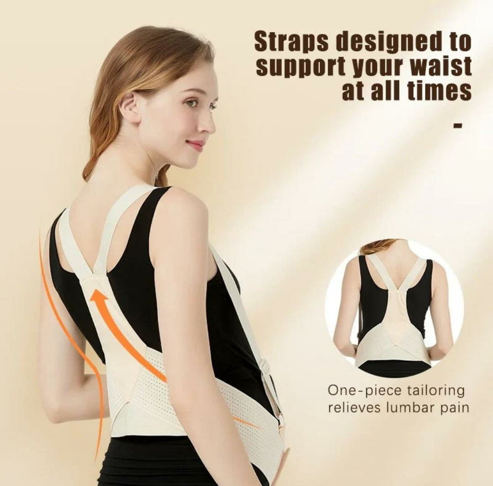 Pregnancy Support Belt with Shoulder Straps – Adjustable Maternity Belly Support Band (Free Size)