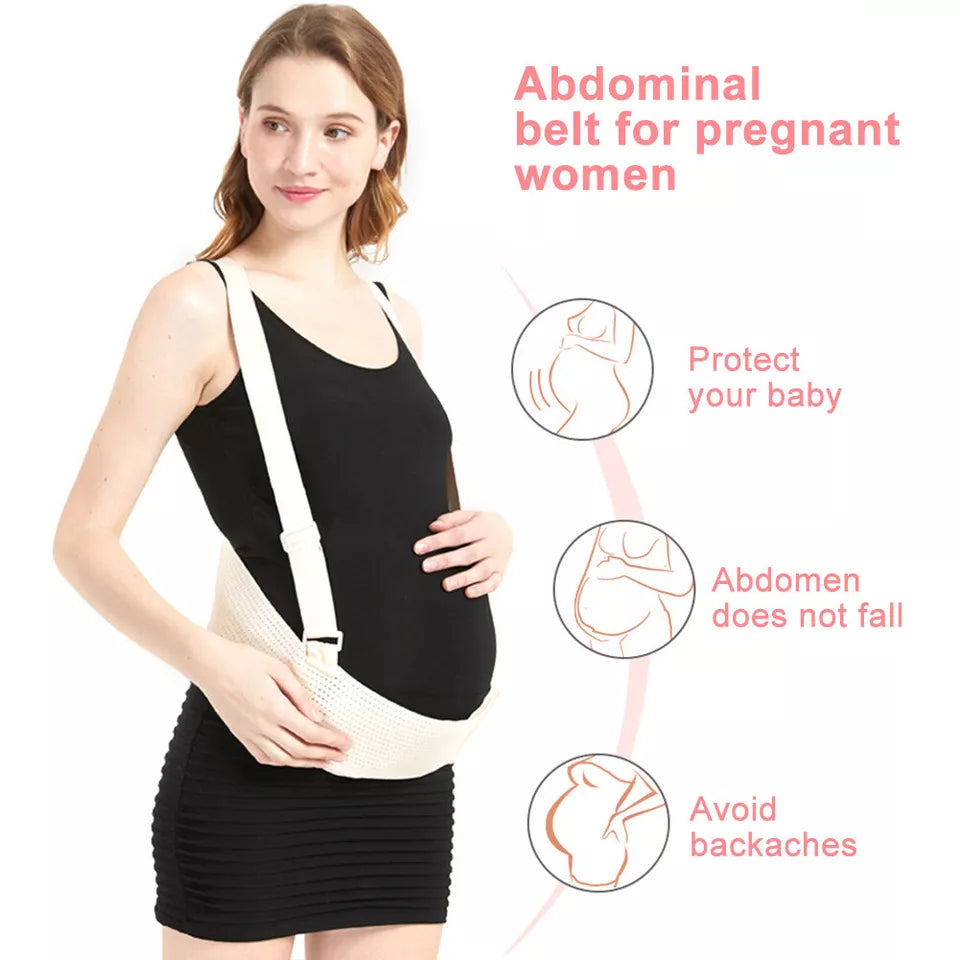 Pregnancy Support Belt with Shoulder Straps – Adjustable Maternity Belly Support Band (Free Size)