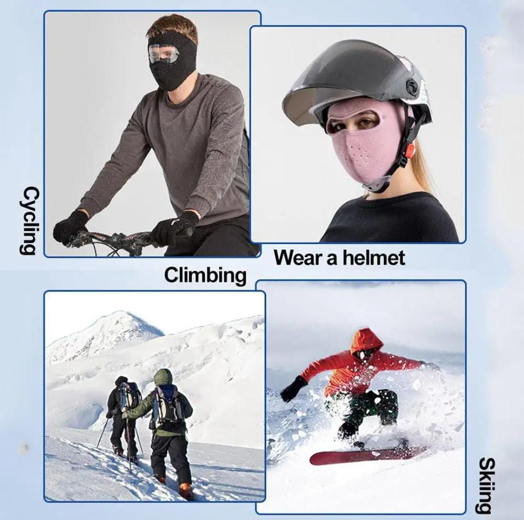 Windproof Full Face Mask with Anti-Fog Goggles & Woolen Knee Warmers – Winter Outdoor Protection Set