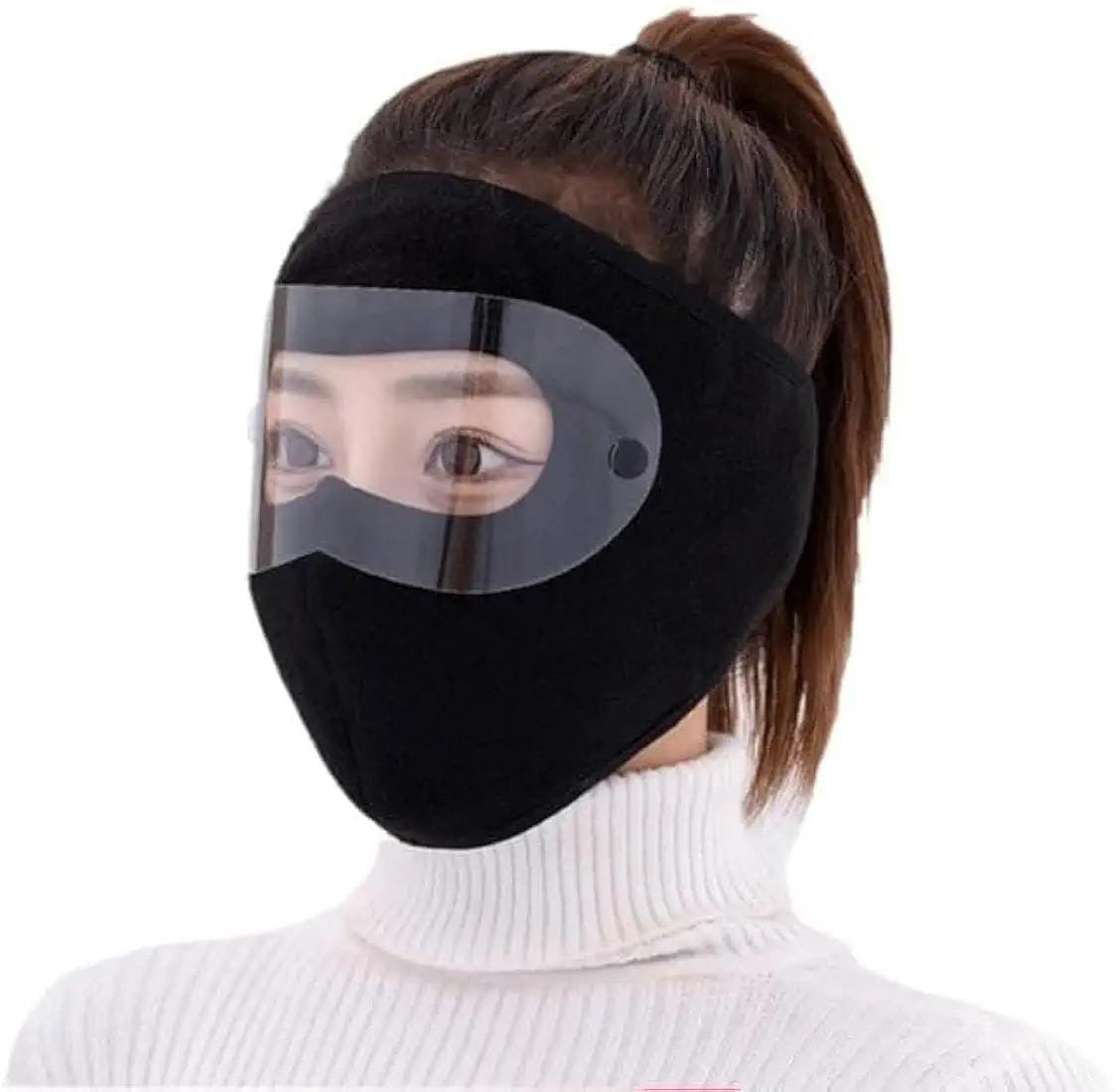 Windproof Full Face Mask with Anti-Fog Goggles & Woolen Knee Warmers – Winter Outdoor Protection Set