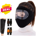 Windproof Full Face Mask with Anti-Fog Goggles & Woolen Knee Warmers – Winter Outdoor Protection Set