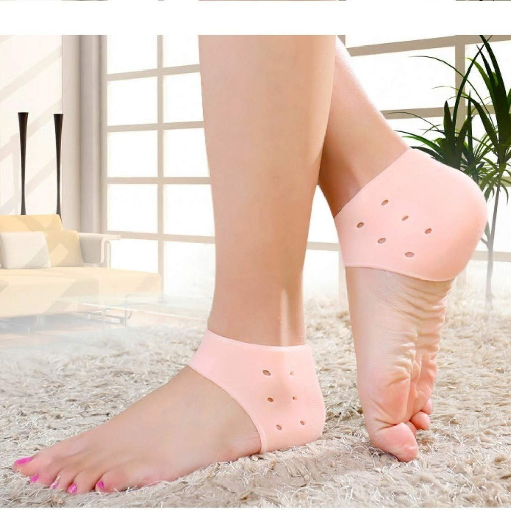 Silicone Half Heel Pain Relief & Anti-Crack Gel Sleeves – Moisturizing Heel Protectors (1 Pair)