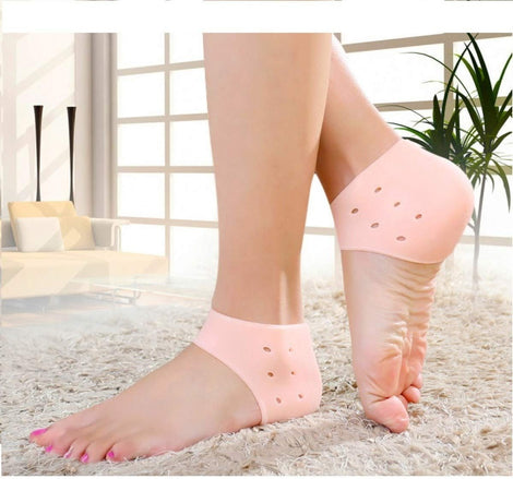 Silicone Half Heel Pain Relief & Anti-Crack Gel Sleeves – Moisturizing Heel Protectors (1 Pair)
