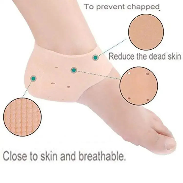 Silicone Half Heel Pain Relief & Anti-Crack Gel Sleeves – Moisturizing Heel Protectors (1 Pair)