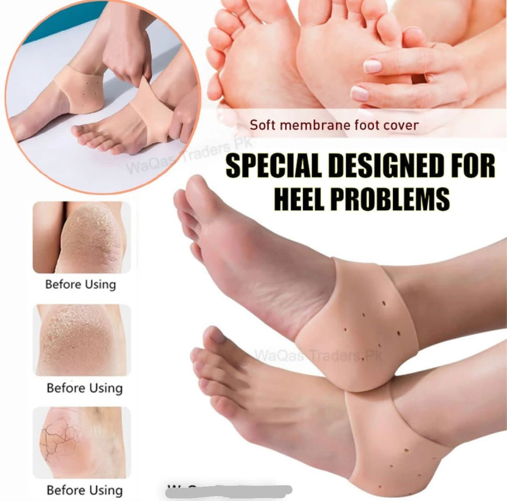 Silicone Half Heel Pain Relief & Anti-Crack Gel Sleeves – Moisturizing Heel Protectors (1 Pair)