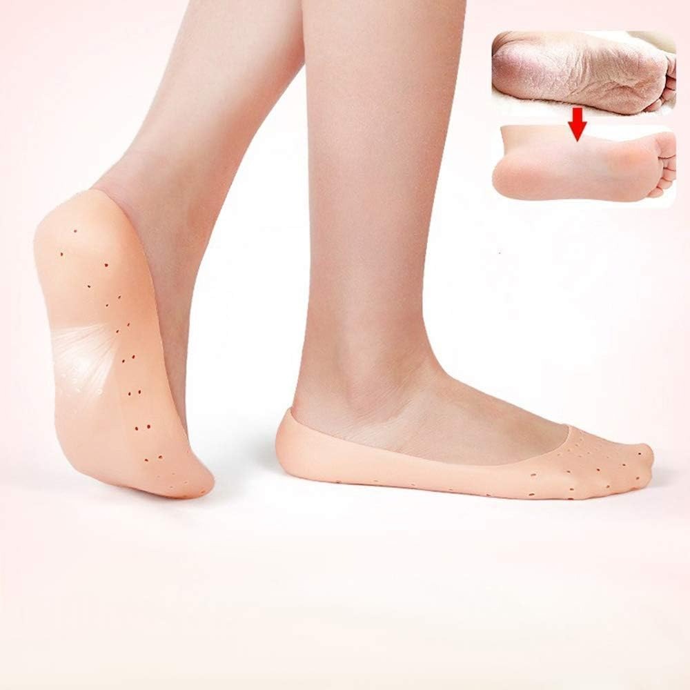 Full Heel Silicone Gel Anti-Crack Socks – Moisturising Heel Pain Relief Sleeves (1 Pair)
