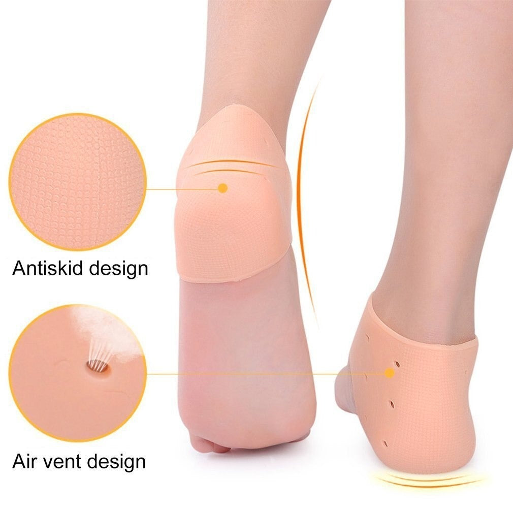 Silicone Half Heel Pain Relief & Anti-Crack Gel Sleeves – Moisturizing Heel Protectors (1 Pair)