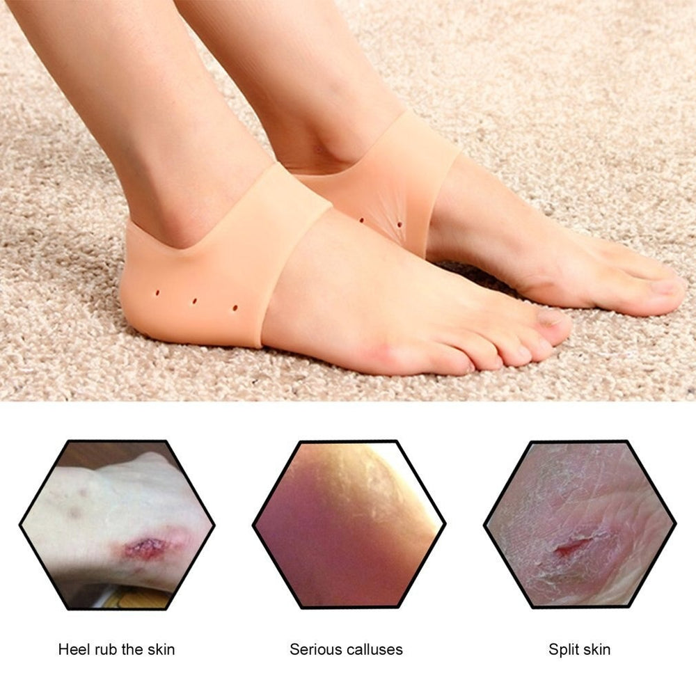 Silicone Half Heel Pain Relief & Anti-Crack Gel Sleeves – Moisturizing Heel Protectors (1 Pair)