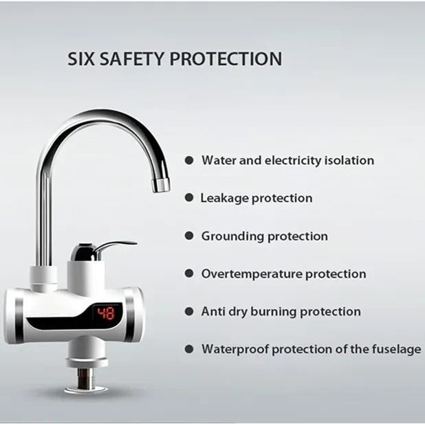 Electric Kitchen Instant Water Heater Tap – Tankless Fast Heating Faucet