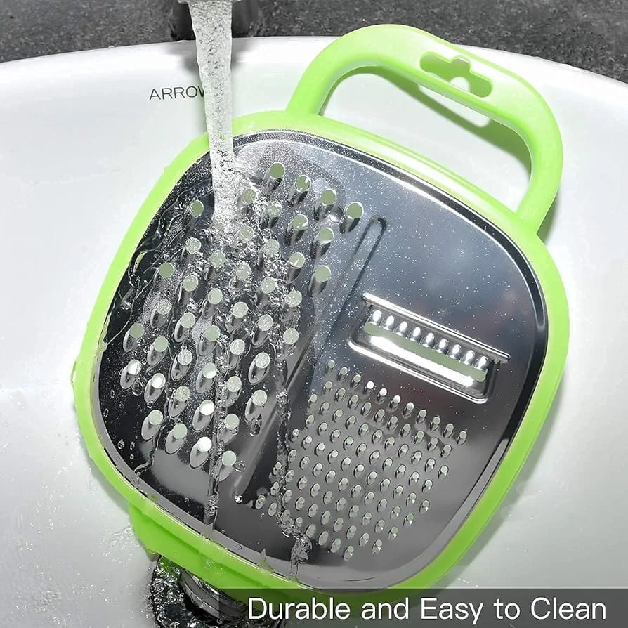 3-in-1 Cheese Grater with Storage Container – Multi-Blade Vegetable & Fruit Slicer