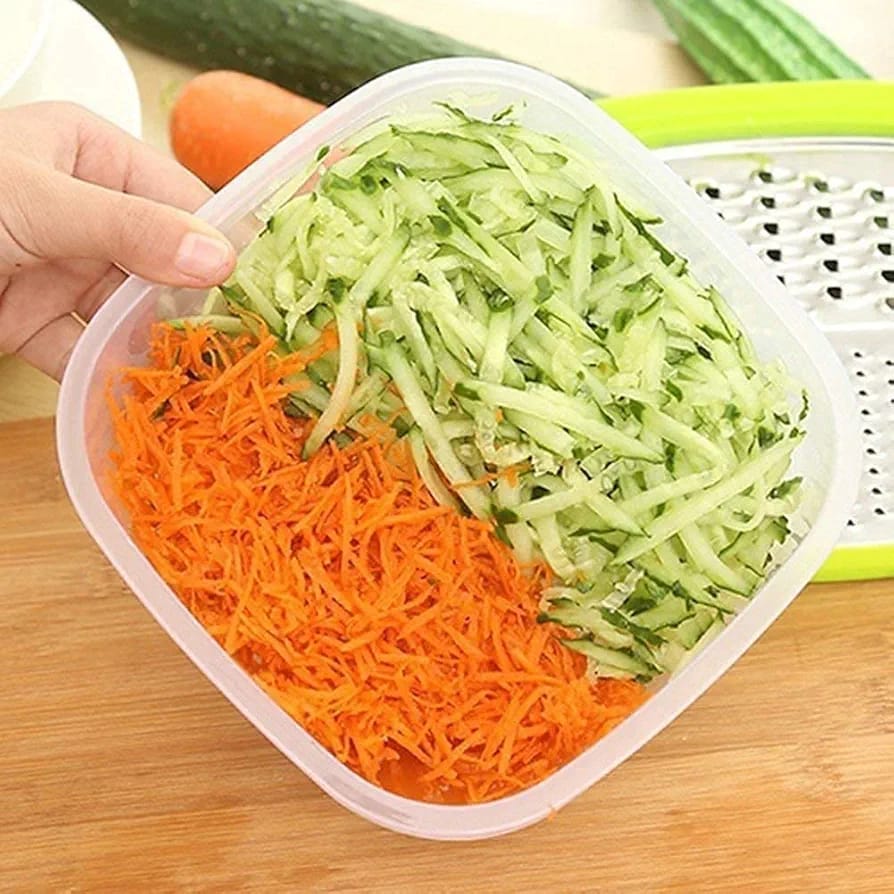 3-in-1 Cheese Grater with Storage Container – Multi-Blade Vegetable & Fruit Slicer