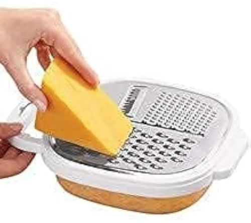 3-in-1 Cheese Grater with Storage Container – Multi-Blade Vegetable & Fruit Slicer