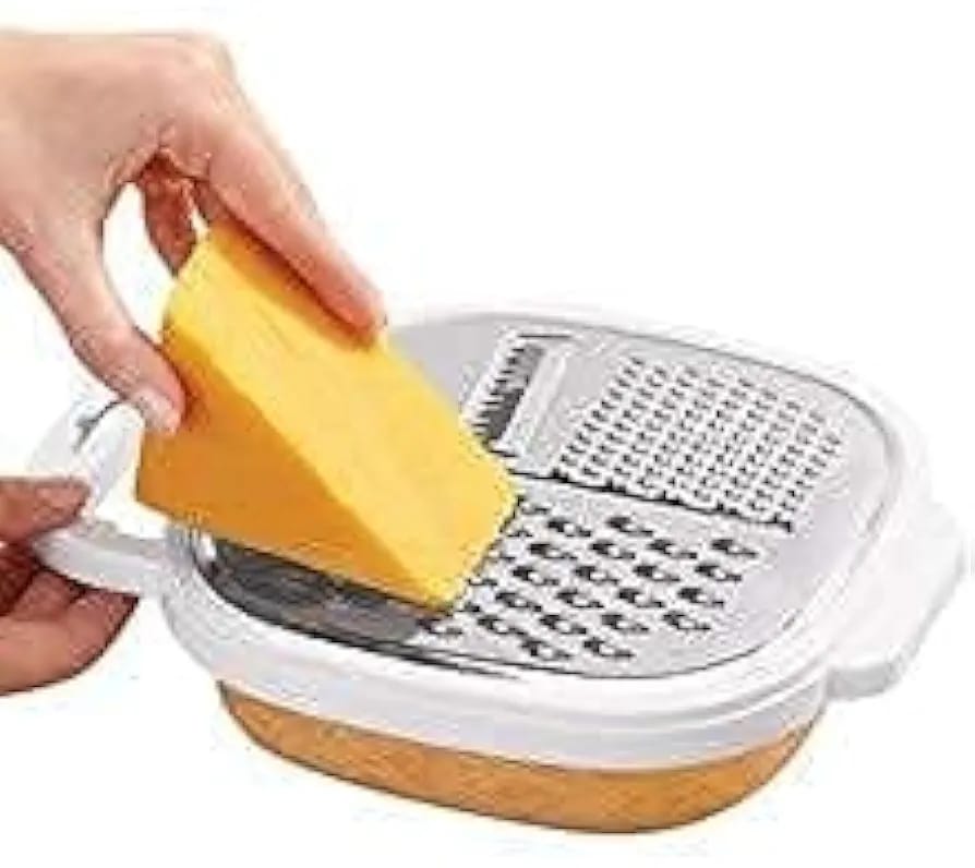 3-in-1 Cheese Grater with Storage Container – Multi-Blade Vegetable & Fruit Slicer