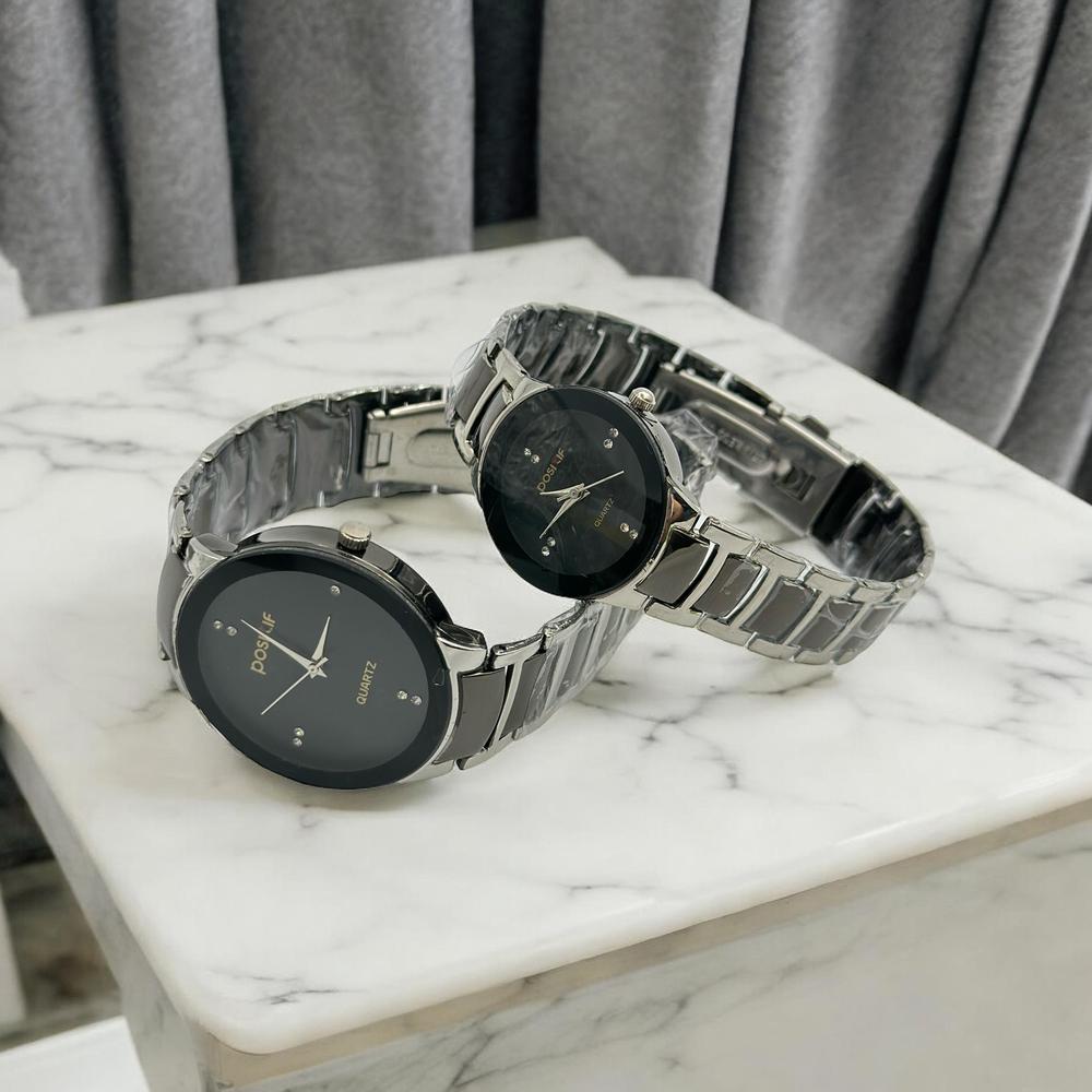 POSITIF Couple Watch Set – Elegant Matching His & Her Analog Watches (Without Box)
