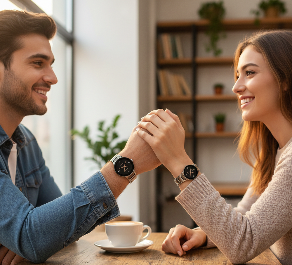 POSITIF Couple Watch Set – Elegant Matching His & Her Analog Watches (Without Box)