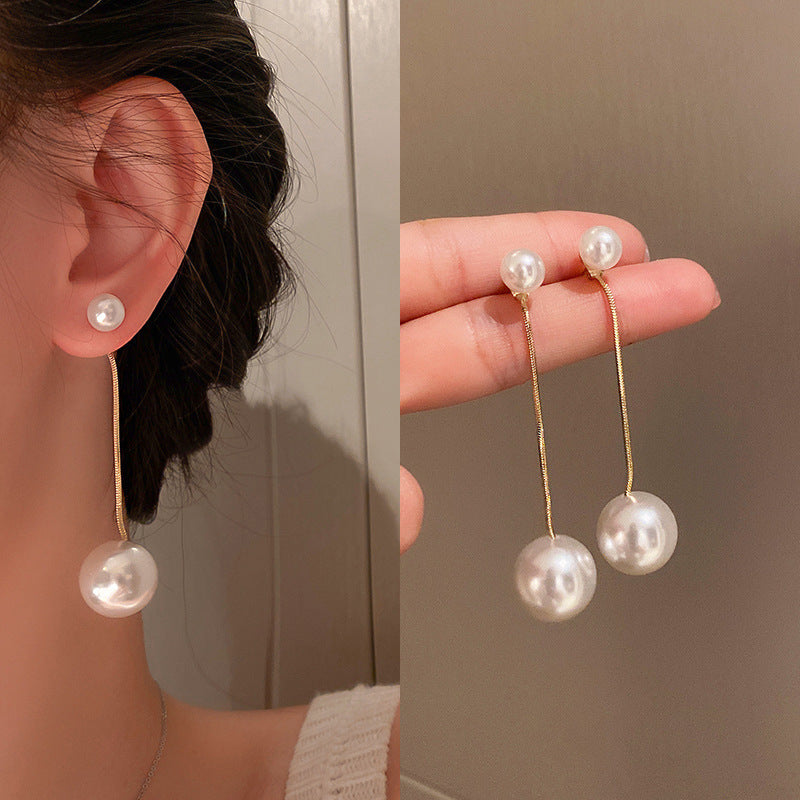 AWJ-157 Elegant Pearl Hanging Korean Earrings – Stylish Lightweight Fashion Jewelry for Women