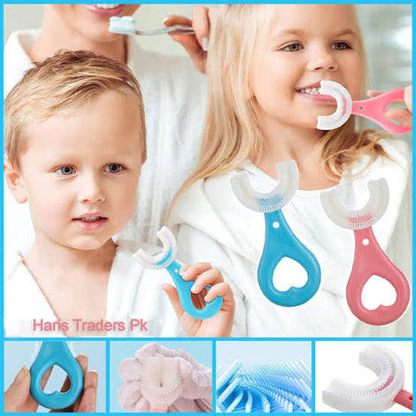 360° U-Shaped Baby Toothbrush – Soft Silicone Training Toothbrush for Kids