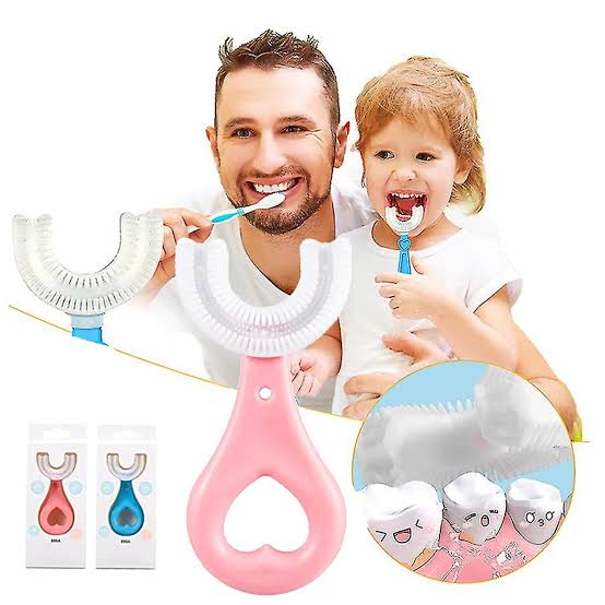 360° U-Shaped Baby Toothbrush – Soft Silicone Training Toothbrush for Kids
