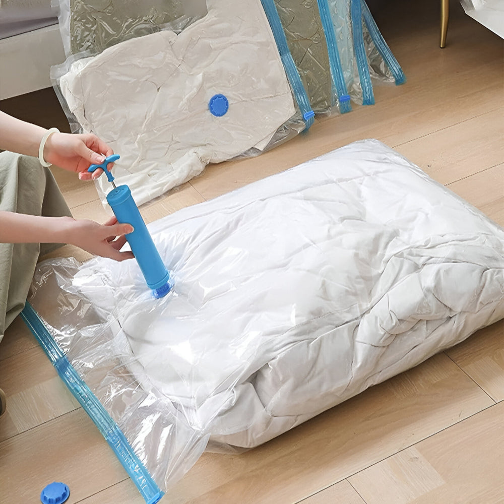 5 Pcs Vacuum Seal Storage Bags with Hand Pump – Space Saving Compression Bags
