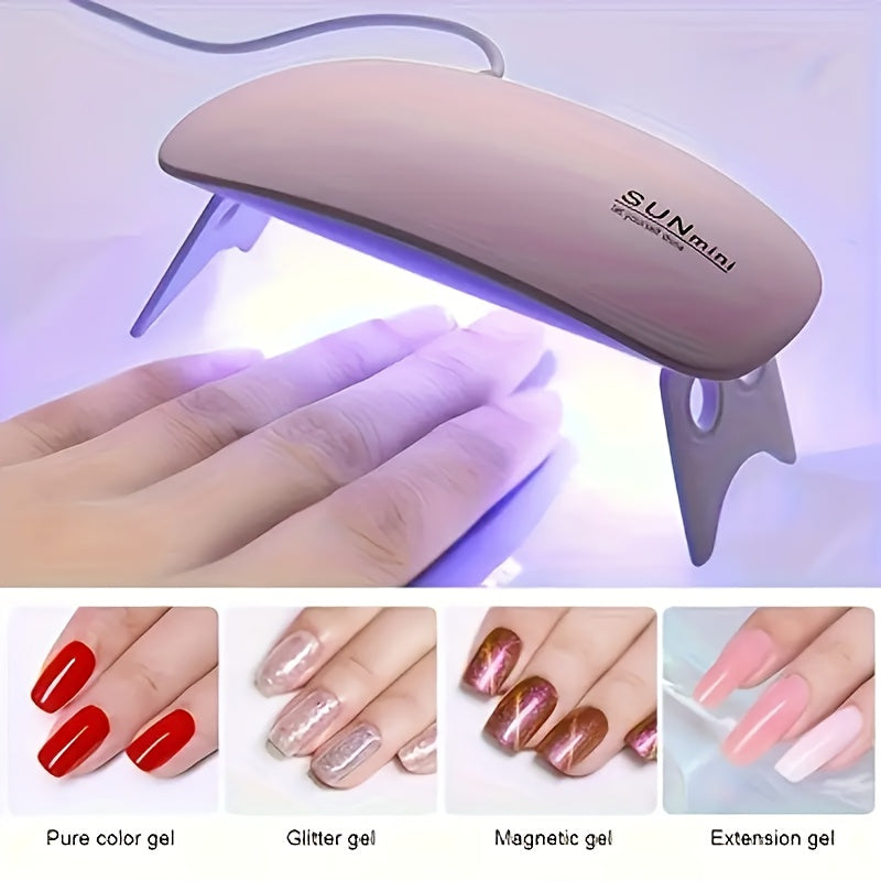 UV LED Nail Lamp 6W with Timer – Mini Portable Nail Dryer for Gel Polish