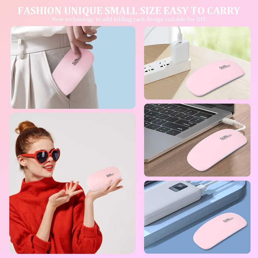 UV LED Nail Lamp 6W with Timer – Mini Portable Nail Dryer for Gel Polish