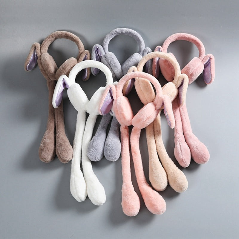Cute Jumping Rabbit Earmuffs Hat with Moving Ears – Plush Interactive Bunny Cap for Kids (Random Color)