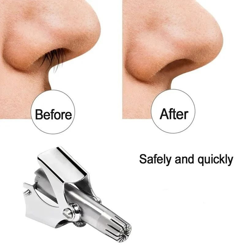 Manual Stainless Steel Nose Hair Trimmer – Precision Grooming Tool with Cleaning Brush