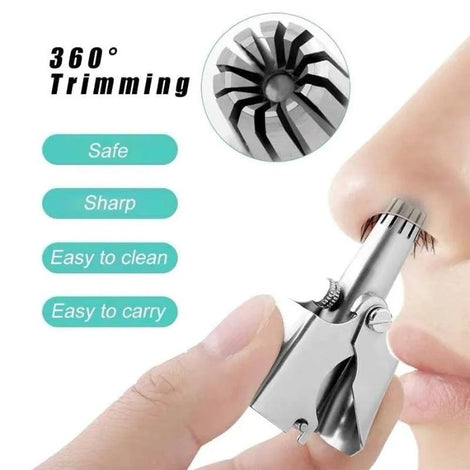 Manual Stainless Steel Nose Hair Trimmer – Precision Grooming Tool with Cleaning Brush