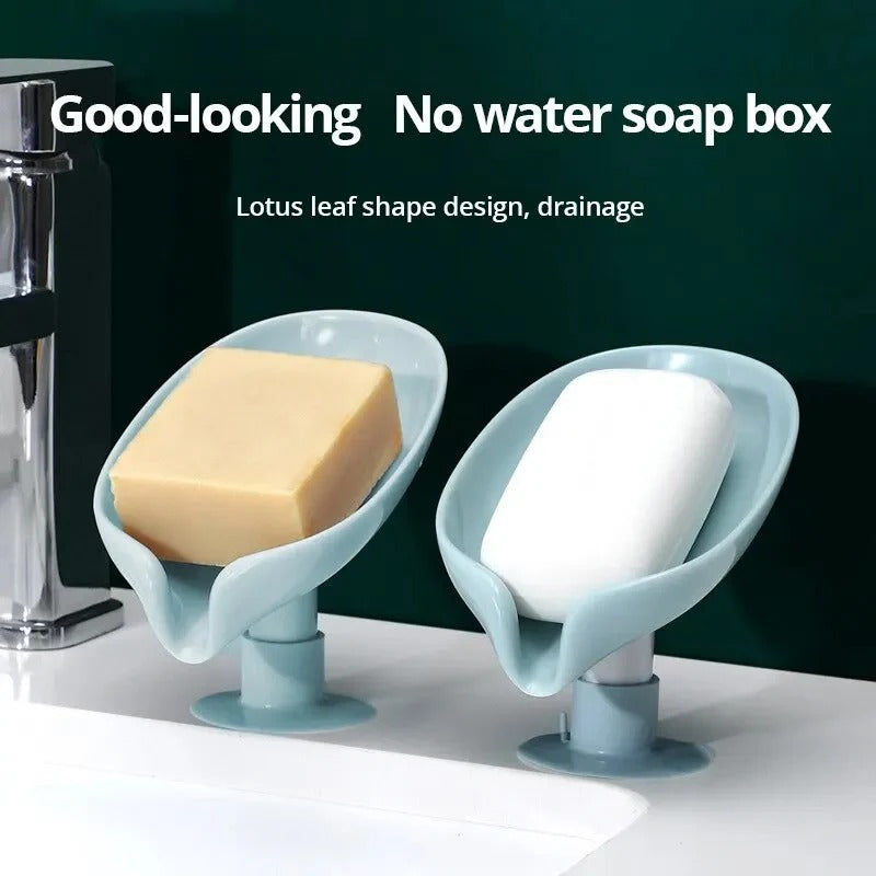 Decorative Leaf Shape Soap Dish – Self-Draining Soap Holder with Suction Cup