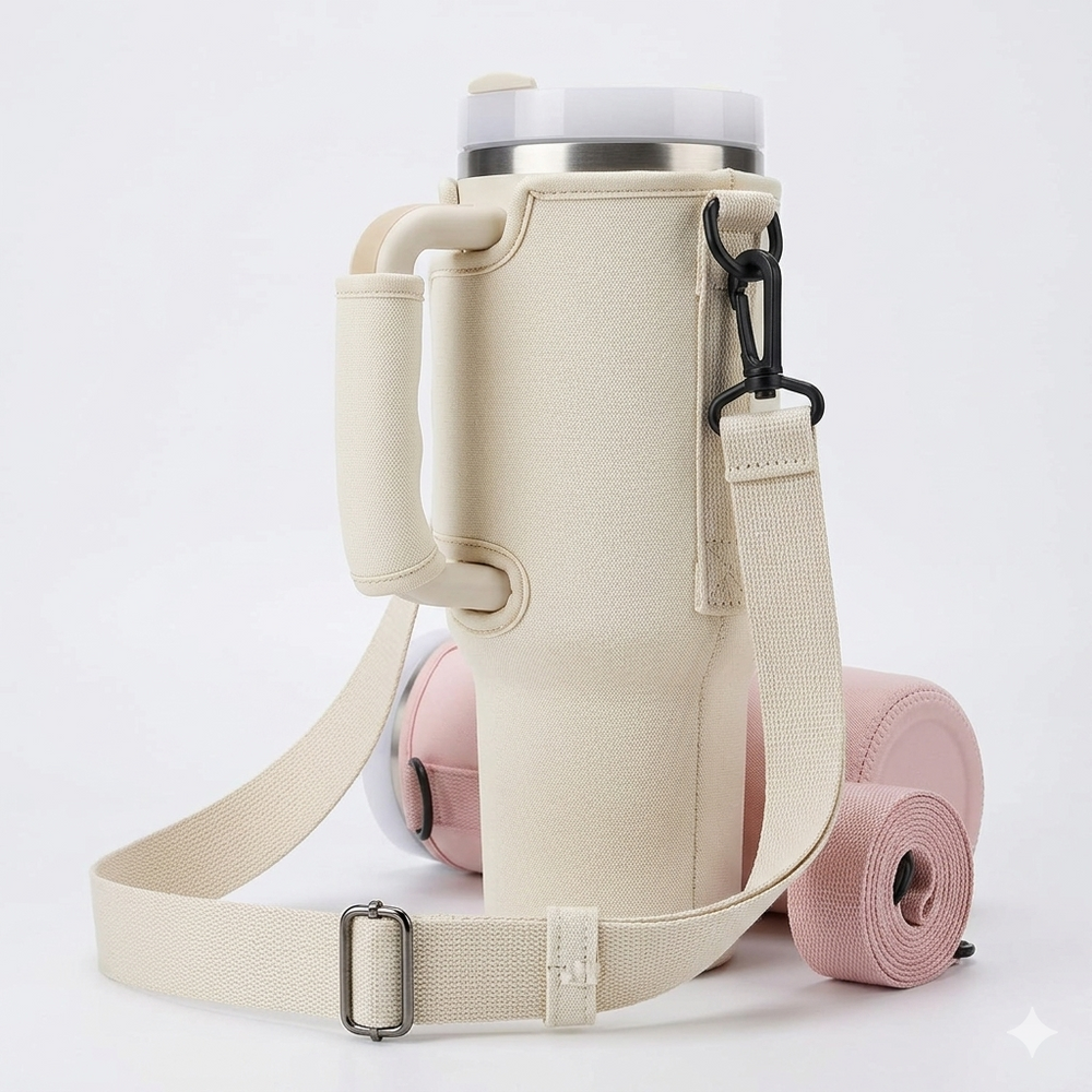 Portable 40oz Tumbler Carry Bag with Adjustable Shoulder Strap | Random Color