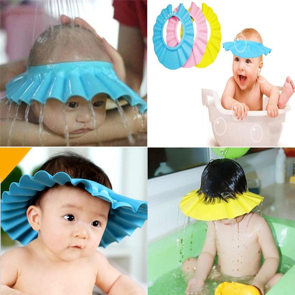 Baby Shower Cap with Stopper – Adjustable Silicone Shampoo Bath Cap for Kids