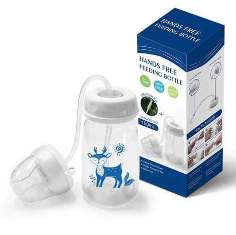 Hands-Free Baby Feeder Bottle 150ml – BPA-Free Anti-Colic Feeding Bottle