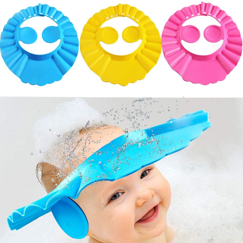 Baby Shower Cap with Stopper – Adjustable Silicone Shampoo Bath Cap for Kids