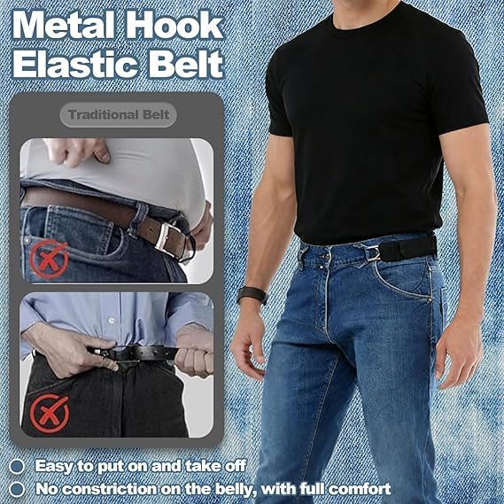 Adjustable Buckleless Elastic Waist Belt – Invisible Stretch Belt for Men & Women