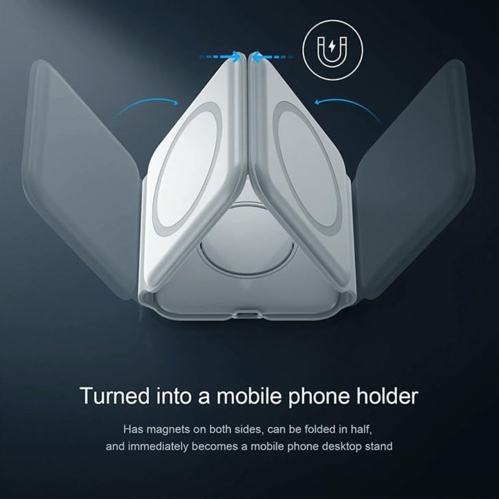3 In 1 15W Fast Magnetic Wireless Charging Pad For Phone, AirPods & Smartwatch