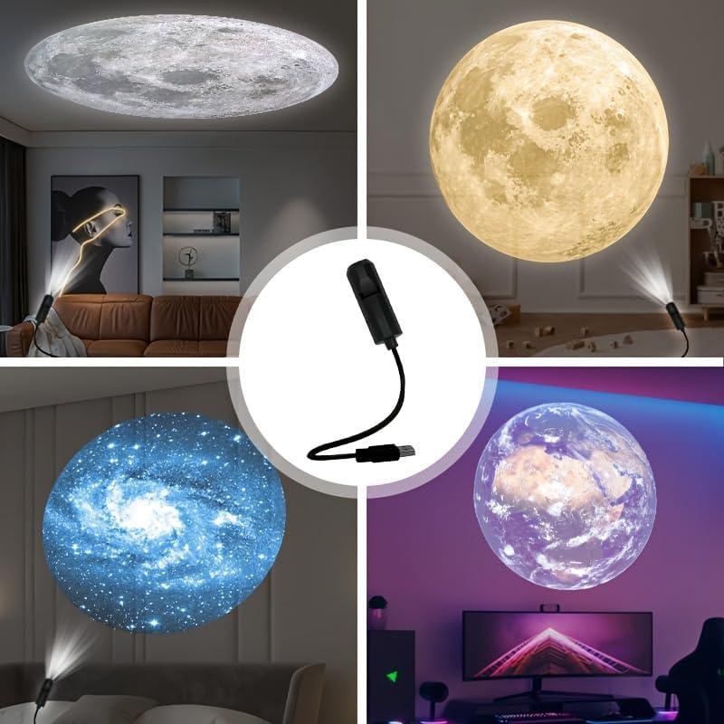 6-in-1 USB Moon & Earth Projection Atmosphere Lamp