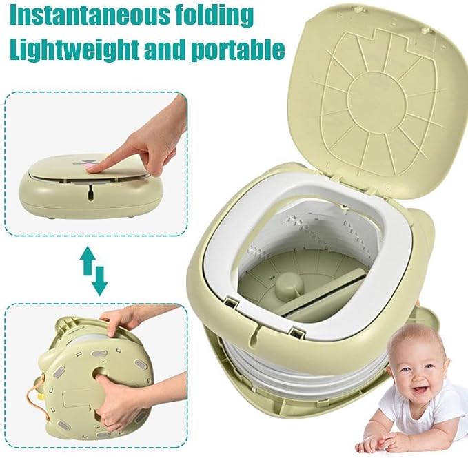 Portable Foldable Kids Potty Training Toilet Seat – Travel Potty with Removable Container
