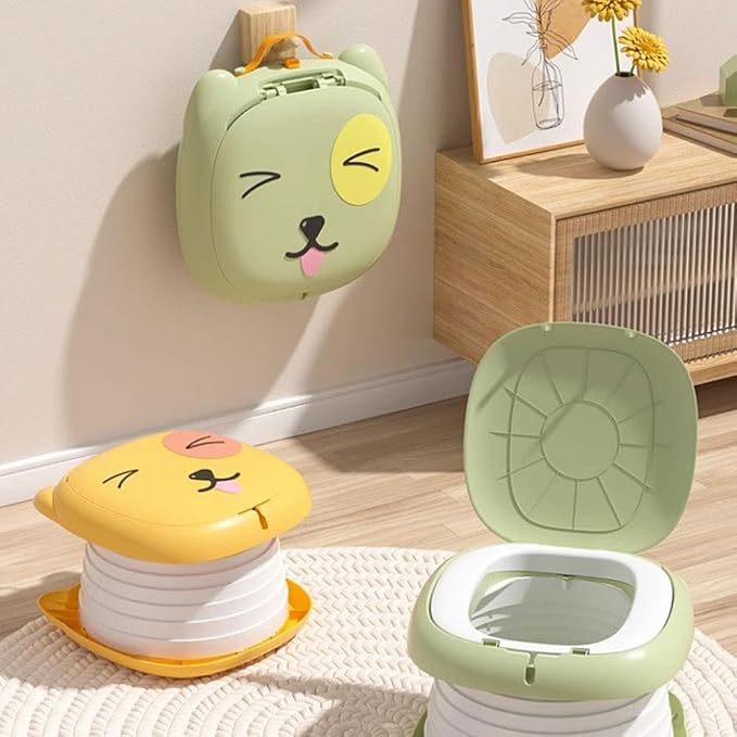 Portable Foldable Kids Potty Training Toilet Seat – Travel Potty with Removable Container