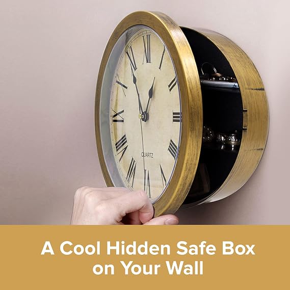 Hidden Wall Clock Safe – Secret Storage Clock with Concealed Shelf for Cash, Jewelry & Keys