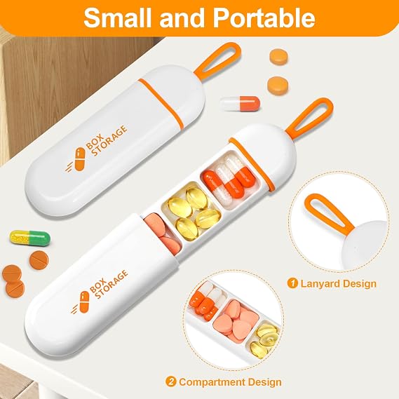 Portable Pill Organizer Case – 3 Compartment Waterproof Medicine Storage Box