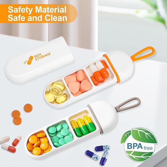 Portable Pill Organizer Case – 3 Compartment Waterproof Medicine Storage Box