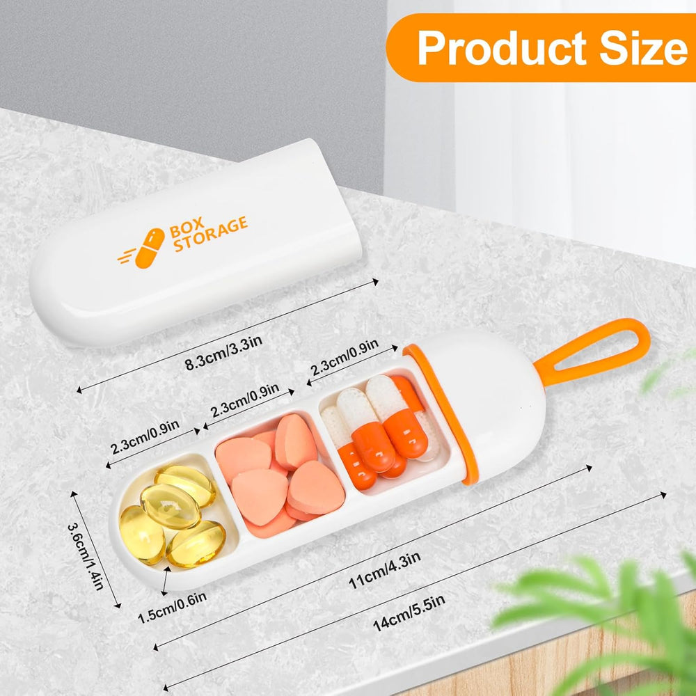 Portable Pill Organizer Case – 3 Compartment Waterproof Medicine Storage Box