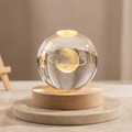 3D Crystal Ball Night Lamp – USB Rechargeable Golden LED Table Lamp with Wooden Base