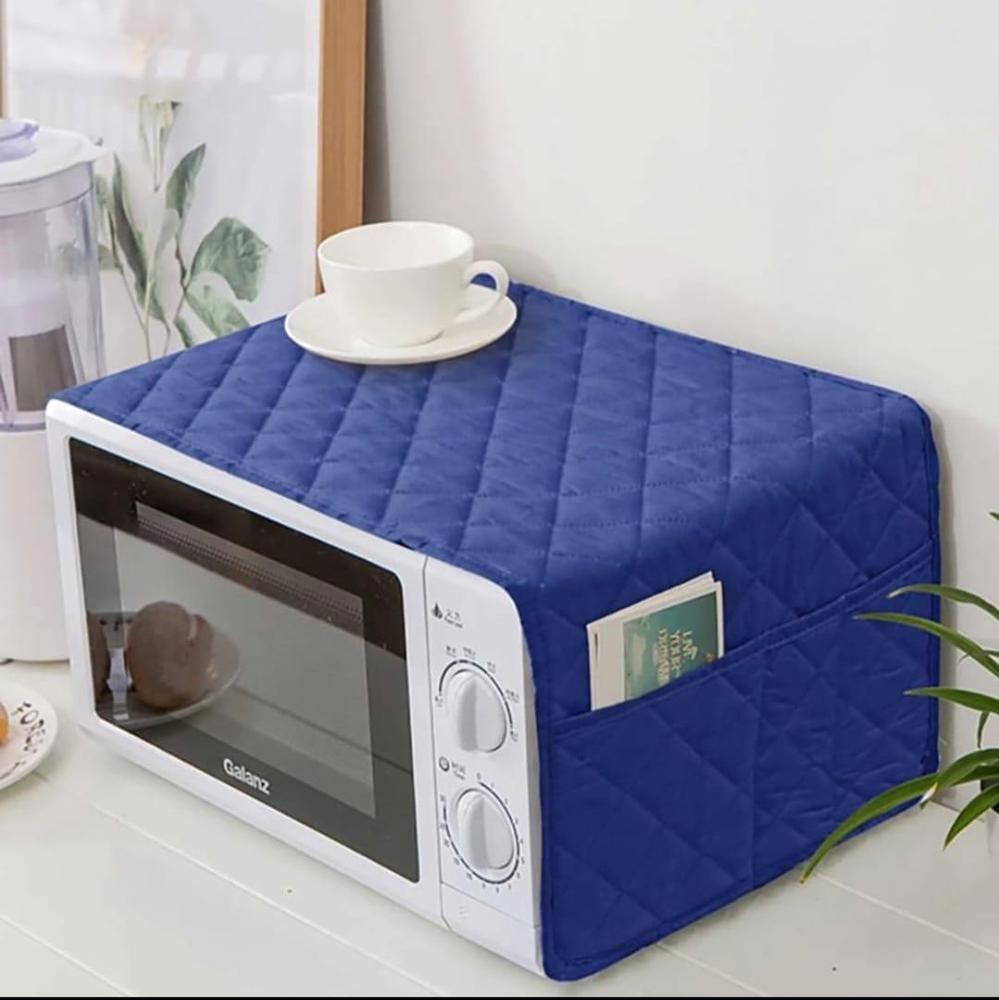 Quilted Microwave Oven Cover with 4 Storage Pockets – Waterproof Cotton Dust Cover