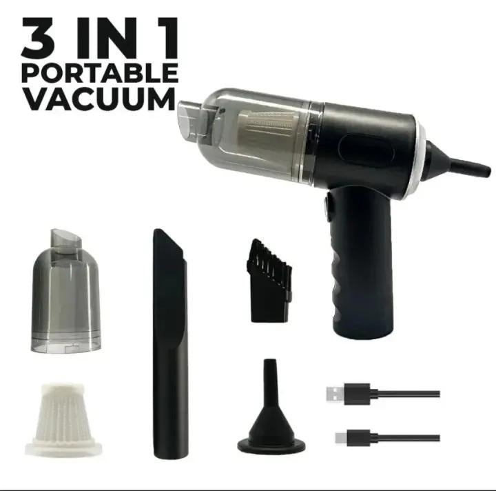 3-in-1 Portable Car Vacuum Cleaner – USB Rechargeable Handheld Vacuum for Car & Home
