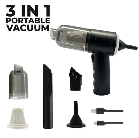 3-in-1 Portable Car Vacuum Cleaner – USB Rechargeable Handheld Vacuum for Car & Home